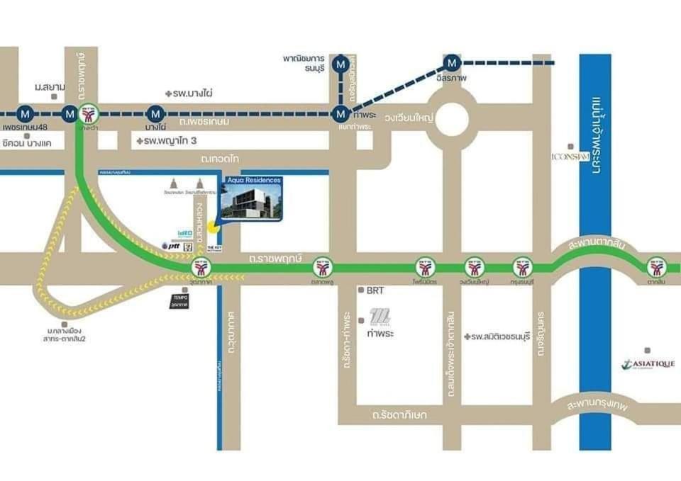 Aqua Residences อควา เรสซิเดนซ์ ห้องพักใหม่ให้เช่า ติดรถไฟฟ้าสถานีวุฒากาศ Bangkok